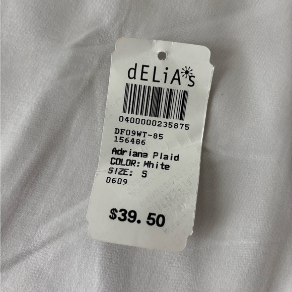 dELiA*s plaid button-up shirt with convertible sleeves, black & white (size S) - Picture 3 of 8